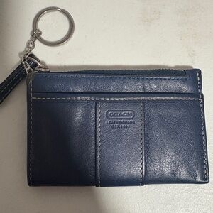 Coach Dark Blue Leather Keychain Pouch